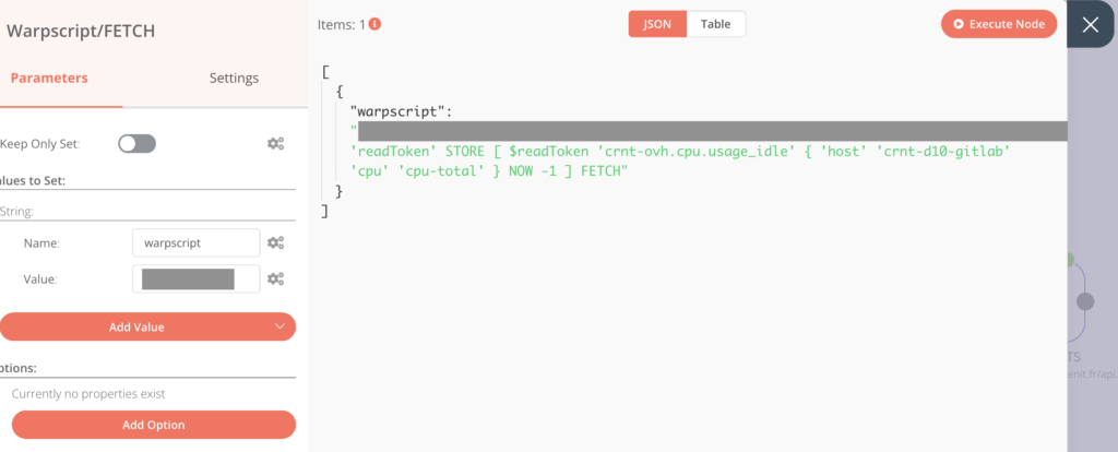 n8n Warp 10 set node