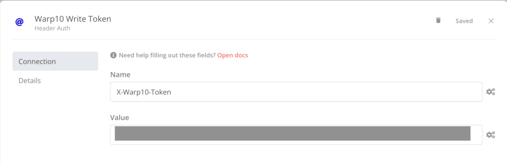 n8n Warp 10 auth token